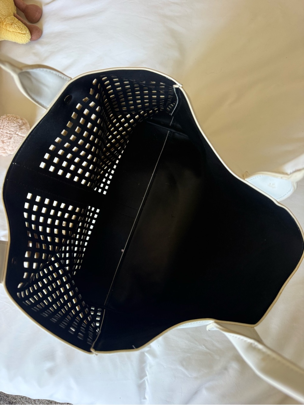 White Perforated Tote Bag - Picture 2 of 3